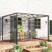PERGOLA PER ESTERNO 3X3 M CON COPERTURA ONDULATA E PANNELLI LATERALI IN METALLO E POLIESTERE NERO