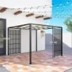PERGOLA PER ESTERNO 3X3 M CON COPERTURA ONDULATA E PANNELLI LATERALI IN METALLO E POLIESTERE NERO