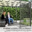 PERGOLA PER ESTERNO 3X3 M CON COPERTURA ONDULATA E PANNELLI LATERALI IN METALLO E POLIESTERE NERO