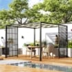 PERGOLA PER ESTERNO 3X3 M CON COPERTURA ONDULATA E PANNELLI LATERALI IN METALLO E POLIESTERE NERO
