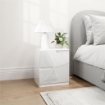 COMODINO MODERNO IN LEGNO CON 2 CASSETTI E DESIGN LUCIDO 40X40X48 CM BIANCO