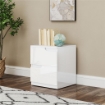 COMODINO MODERNO IN LEGNO CON 2 CASSETTI E DESIGN LUCIDO 40X40X48 CM BIANCO