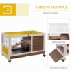 CONIGLIERA IN LEGNO CON 4 RUOTE CASETTA PER CONIGLI E RAMPA 90X53X59 CM MARRONE