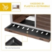 CONIGLIERA IN LEGNO CON 4 RUOTE CASETTA PER CONIGLI E RAMPA 90X53X59 CM MARRONE