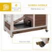 CONIGLIERA IN LEGNO CON 4 RUOTE CASETTA PER CONIGLI E RAMPA 90X53X59 CM MARRONE