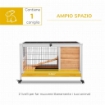 CONIGLIERA IN LEGNO CON 4 RUOTE CASETTA PER CONIGLI E RAMPA 90X53X59 CM GIALLO