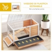 CONIGLIERA IN LEGNO CON 4 RUOTE CASETTA PER CONIGLI E RAMPA 90X53X59 CM GIALLO
