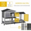 CONIGLIERA A 2 LIVELLI CON RETE PROTETTIVA E ROTELLE IN LEGNO E METALLO 157.4X53X99.5 CM GRIGIO