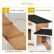 CONIGLIERA A 2 LIVELLI CON RETE PROTETTIVA, IN LEGNO METALLO E BITUME 157.4X53X99.5 CM GIALLO BIANCO E NERO