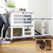 CONIGLIERA A 2 LIVELLI CON RAMPA E 3 VASSOI IN LEGNO DI ABETE E ACCIAIO 147X45X89.5 CM GRIGIO E BIANCO