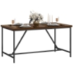 TAVOLO DA PRANZO PER 6 PERSONE STILE INDUSTRIALE IN LEGNO E ACCIAIO, 150X80X75 CM, MARRONE