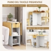 TAVOLO DA PRANZO PIEGHEVOLE PER 2-4 PERSONE CON 2 RIBALTE, CASSETTO E RIPIANI, QUERCIA