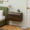 COMODINO SOSPESO CON CASSETTO SENZA MANIGLIE E CON FISSAGGIO A PARETE 80X30X45 CM NOCE