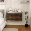 COMODINO SOSPESO CON CASSETTO SENZA MANIGLIE E CON FISSAGGIO A PARETE 80X30X45 CM NOCE