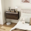 COMODINO SOSPESO CON CASSETTO SENZA MANIGLIE E CON FISSAGGIO A PARETE 80X30X45 CM NOCE