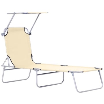 SDRAIO DA GIARDINO PIEGHEVOLE CON TETTUCCIO REGOLABILE E SCHIENALE RECLINABILE A 4 LIVELLI BEIGE