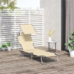 SDRAIO DA GIARDINO PIEGHEVOLE CON TETTUCCIO REGOLABILE E SCHIENALE RECLINABILE A 4 LIVELLI BEIGE