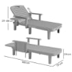 SET 2 SDRAIO DA GIARDINO REGOLABILI CON TAVOLINO E BRACCIOLI IN POLIETILENE 79X158X88 CM GRIGIO CHIARO