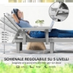 SET 2 SDRAIO DA GIARDINO REGOLABILI CON TAVOLINO E BRACCIOLI IN POLIETILENE 79X158X88 CM GRIGIO CHIARO