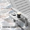 SET 2 SDRAIO DA GIARDINO REGOLABILI CON TAVOLINO E BRACCIOLI IN POLIETILENE 79X158X88 CM GRIGIO CHIARO