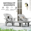 SET 2 SDRAIO DA GIARDINO REGOLABILI CON TAVOLINO E BRACCIOLI IN POLIETILENE 79X158X88 CM GRIGIO CHIARO