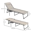 SDRAIO PIEGHEVOLE E RECLINABILE A 5 LIVELLI CON TAVOLINO LATERALE E TASCA 60X190X31 CM CREMA