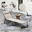 SDRAIO PIEGHEVOLE E RECLINABILE A 5 LIVELLI CON TAVOLINO LATERALE E TASCA 60X190X31 CM CREMA