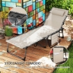 SDRAIO PIEGHEVOLE E RECLINABILE A 5 LIVELLI CON TAVOLINO LATERALE E TASCA 60X190X31 CM CREMA