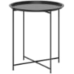 TAVOLINO DA GIARDINO CON VASSOIO RIMOVIBILE E GAMBE PIEGHEVOLI IN ACCIAIO, Ï46X50 CM, NERO