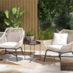 TAVOLINO DA GIARDINO CON VASSOIO RIMOVIBILE E GAMBE PIEGHEVOLI IN ACCIAIO, Ï46X50 CM, NERO