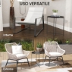 TAVOLINO DA GIARDINO CON VASSOIO RIMOVIBILE E GAMBE PIEGHEVOLI IN ACCIAIO, Ï46X50 CM, NERO
