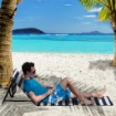 SET 2 SDRAIO DA SPIAGGIA PIEGHEVOLI E REGOLABILI CON TASCA IN ACCIAIO E POLIESTERE 142X51X40 CM MULTICOLORE
