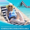 SET 2 SDRAIO DA SPIAGGIA PIEGHEVOLI E REGOLABILI CON TASCA IN ACCIAIO E POLIESTERE 142X51X40 CM MULTICOLORE