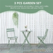 SET DA GIARDINO 3 PEZZI PIEGHEVOLI IN ACCIAIO 2 SEDIE 42X50X81 CM E TAVOLINO Ø60X71 CM VERDE