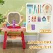 TAVOLO TOELETTA PER BAMBINE 3-6 ANNI CON SPECCHIO IN ACRILICO E RUBINETTO, IN PP E GPPS, 55X29X71 CM, ROSA