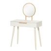 TAVOLO TRUCCO CON SPECCHIO E 2 CASSETTI PER ACCESSORI, IN LEGNO, 80X40X123 CM, BIANCO