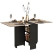 TAVOLO PIEGHEVOLE CONSOLLE PER 4-6 PERSONE CON RUOTE E RIPIANI, 140X75X74CM, ROVERE E NERO