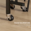 TAVOLO PIEGHEVOLE A RIBALTA PER 4-6 PERSONE CON 6 ROTELLE, IN LEGNO E ACCIAIO, 120X80X73 CM, GRIGIO