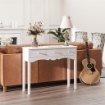 TAVOLO CONSOLLE MODERNO DA INGRESSO IN MDF CON 3 CASSETTI, 100X32X85 CM, BIANCO
