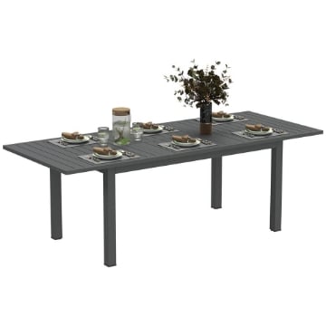 Tavolo da Giardino Allungabile da 160-220 cm per 6-8 Persone Rettangolare in Alluminio, Grigio