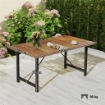 TAVOLO DA GIARDINO 160X90 CM IN LEGNO DI ACACIA E ACCIAIO CON PIANO A DOGHE, TEAK