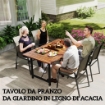 TAVOLO DA GIARDINO 160X90 CM IN LEGNO DI ACACIA E ACCIAIO CON PIANO A DOGHE, TEAK