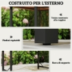 TAVOLO DA GIARDINO 160X90 CM IN LEGNO DI ACACIA E ACCIAIO CON PIANO A DOGHE, TEAK