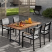 TAVOLO DA GIARDINO 160X90 CM IN LEGNO DI ACACIA E ACCIAIO CON PIANO A DOGHE, TEAK