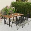 TAVOLO DA GIARDINO 160X90 CM IN LEGNO DI ACACIA E ACCIAIO CON PIANO A DOGHE, TEAK