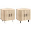SET 2 COMODINI IN STILE NORDICO CON RIPIANO A 2 LIVELLI IN LEGNO E ACCIAIO 48X40X48 CM NERO E ROVERE