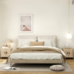 SET 2 COMODINI IN STILE NORDICO CON RIPIANO A 2 LIVELLI IN LEGNO E ACCIAIO 48X40X48 CM NERO E ROVERE