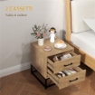 SET DI 2 COMODINI CON 2 CASSETTI STILE INDUSTRIALE IN LEGNO E ACCIAIO COLORE LEGNO