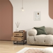 SET DI 2 COMODINI CON 2 CASSETTI STILE INDUSTRIALE IN LEGNO E ACCIAIO COLORE LEGNO
