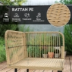 SALOTTO DA GIARDINO IN RATTAN 2 DIVANETTI E POLTRONA ANGOLARE CON CUSCINI TAVOLINO IN VETRO COLORE LEGNO